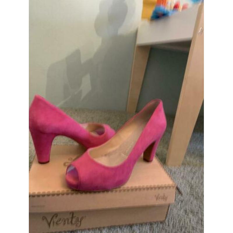 Vienty suede pumps hakken roze maat 40 eenmaal gedragen