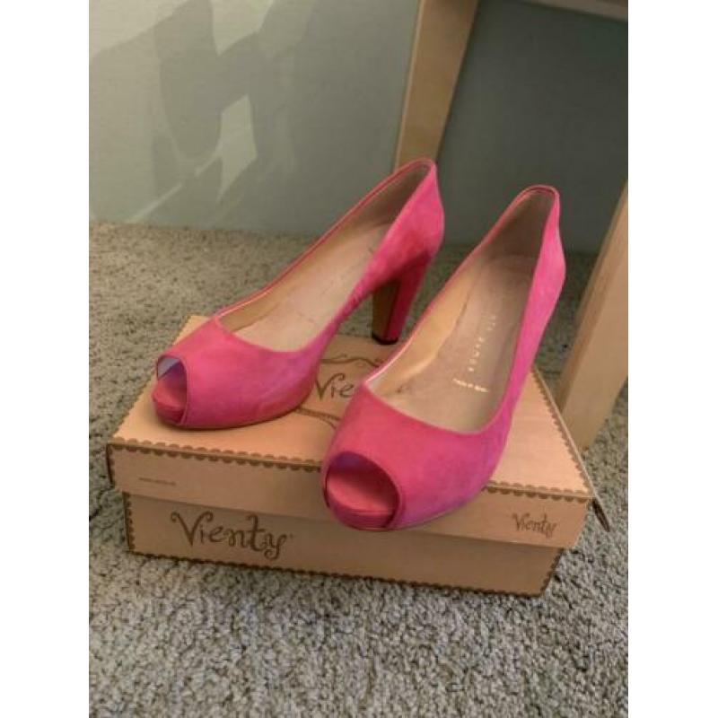 Vienty suede pumps hakken roze maat 40 eenmaal gedragen