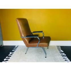 Vintage retro stoel / fauteuil beige skaileer