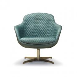 Buffel leren clubchair, swivel.