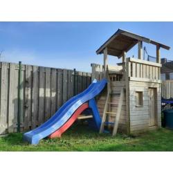 Jungle Gym met glijbaan, schommels en rvs duikelstang