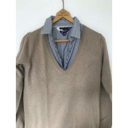 Tommy Hilfiger v hals trui beige maat L