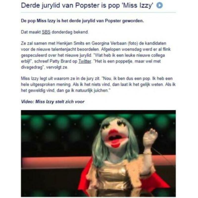 Miss Izzy handpop (bekent van tv programma popster)