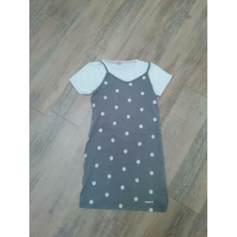 Jilly spaghetti dot jurk en wit shirtje maat 128