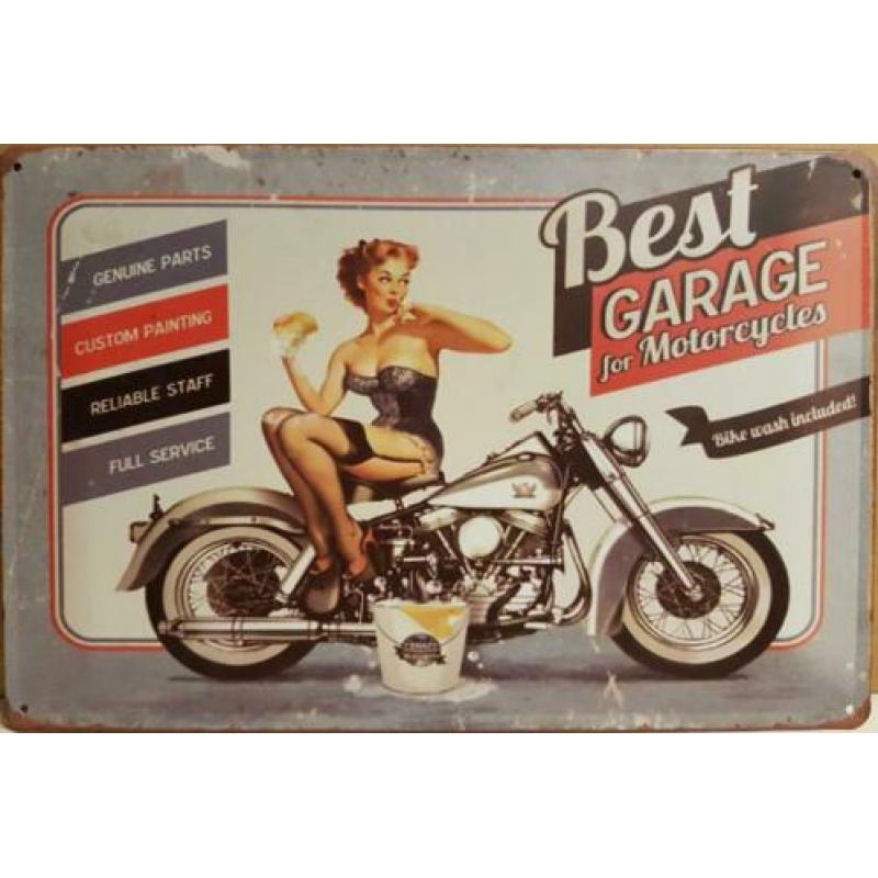 Best Garage motorcycles reclamebord wandbord van metaal