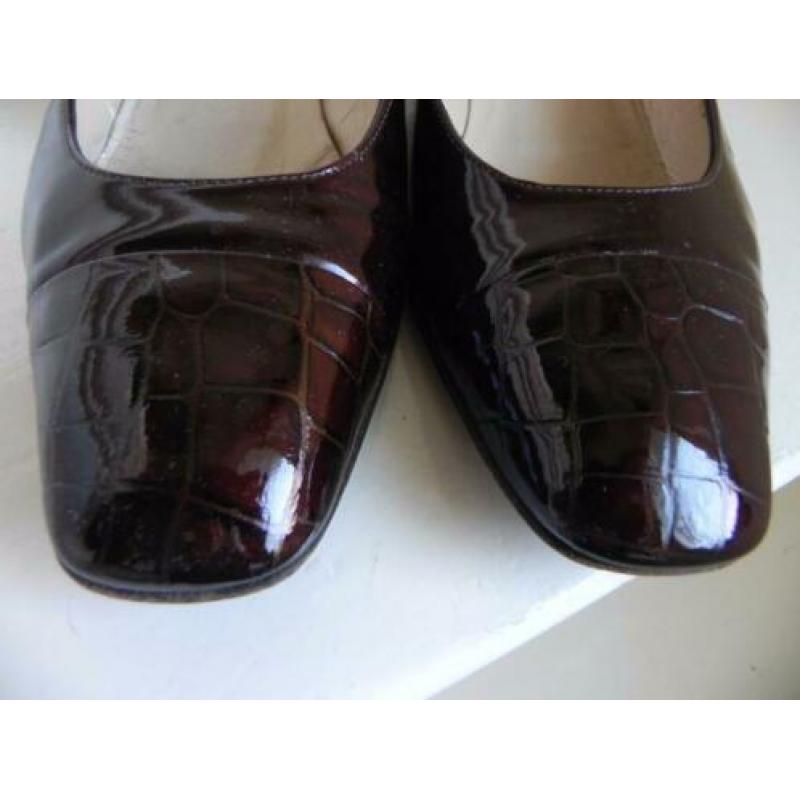 2037 VINTAGE Mauro Teci bruine lak croco pumps shoes 38 39