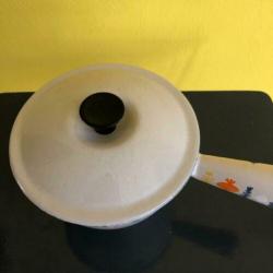 Vintage Le Creuset pan met deksel, saus- fonduepan stoofpan