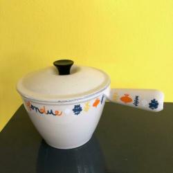 Vintage Le Creuset pan met deksel, saus- fonduepan stoofpan