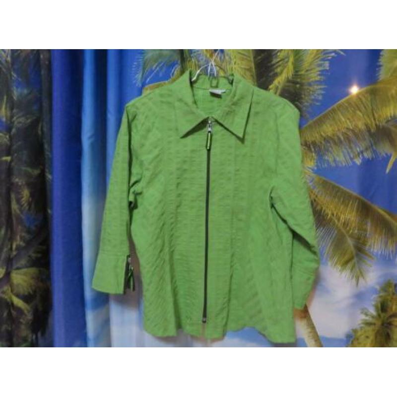 groene blouse structuurstof met rits mt 46 Etam