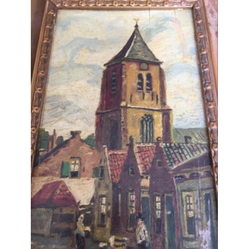 Stadsgezicht schilderij