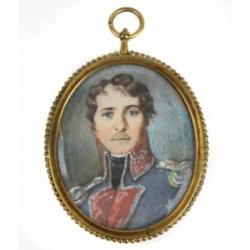 =officier= ca 1800 = facet geslepen glas= PORTRET-MINIATUUR=