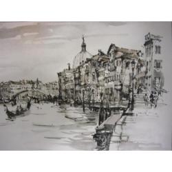 Ingelijste Print Aquarel Jan Korthals "Venezia" 1964