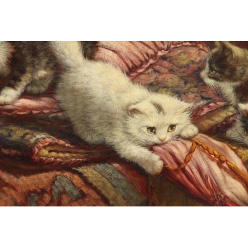 Cornelis Raaphorst 1875-1954 Vijf Kittens spelend op tafel