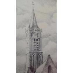 unieke tekening van Jan van Fucht kerk Beverwijk