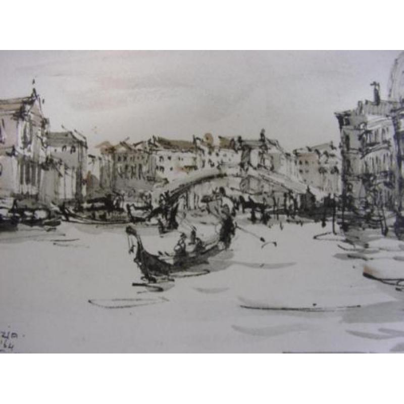 Ingelijste Print Aquarel Jan Korthals "Venezia" 1964