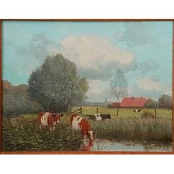 WJ ALBERTS schilderij olieverf landschap koeien oil painting