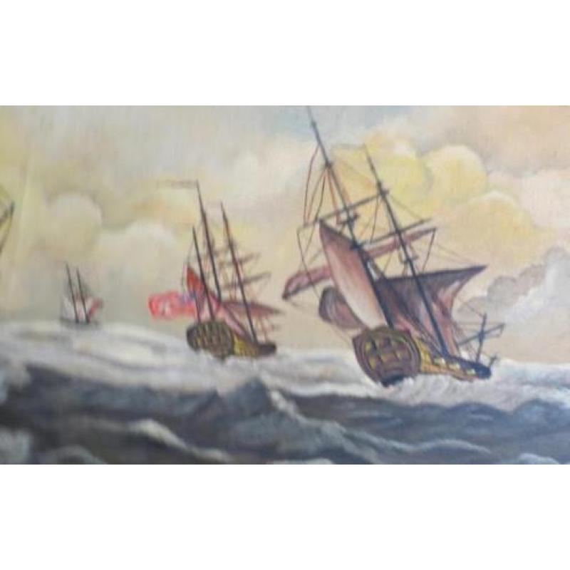 schilderij armada van zeilboten signatuur a.a. Antonio