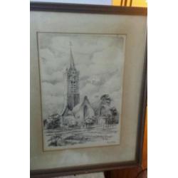 unieke tekening van Jan van Fucht kerk Beverwijk