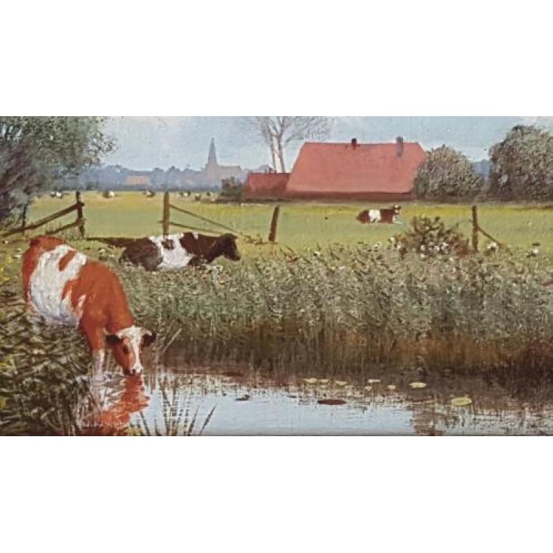 WJ ALBERTS schilderij olieverf landschap koeien oil painting