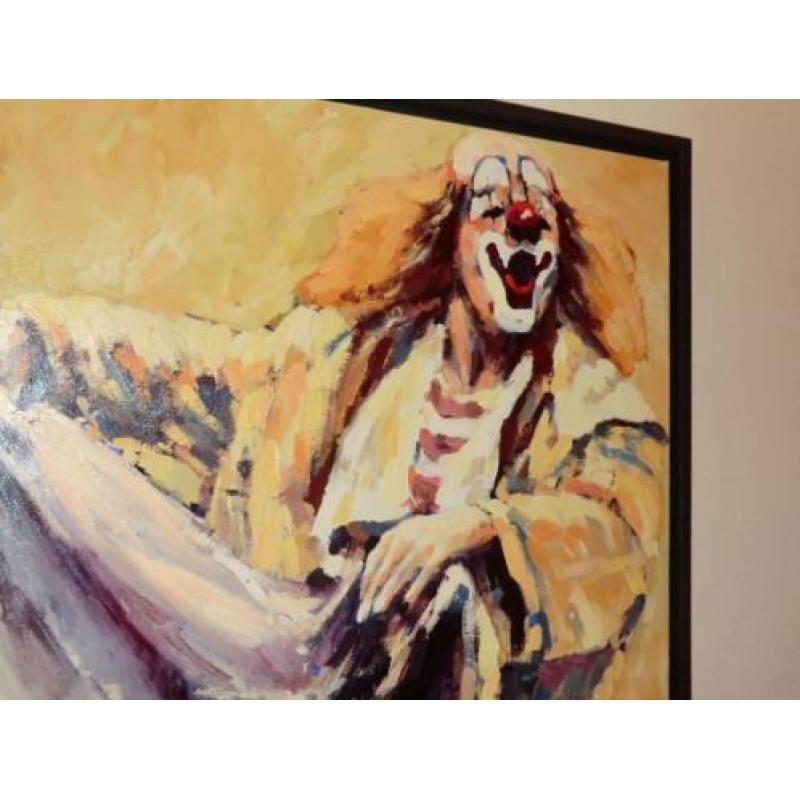 Henri Hess,GROTE clown op linnen,110x110 cm