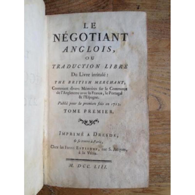 Forbonnais King Le negotiant anglois 1753 perkament