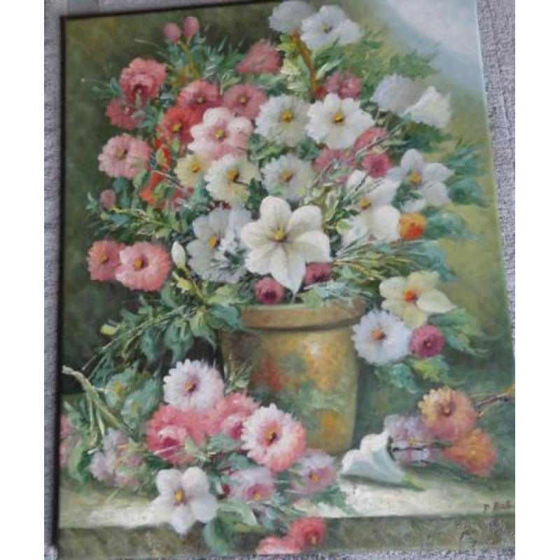 STILLEVEN * OLIEVERF OP LINNEN * PLANT in Pastel *