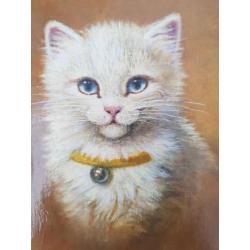 Bert Notenboom 1942 - 2011 - Witte kitten met kattebelletje