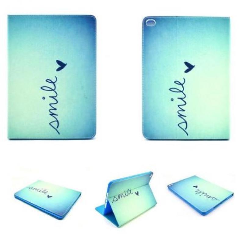 iPad Air 1 leren leer hoes hoesje case - Wereldkaart Grijs