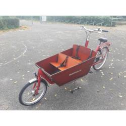 Bakfiets long van andel met extra bankje en regen tent