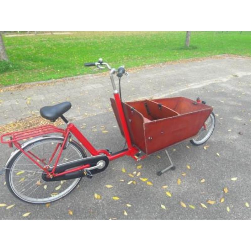 Bakfiets long van andel met extra bankje en regen tent