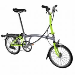 Brompton M/3/R 3 versn. grijs + lime groen + slot