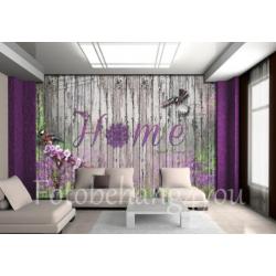 Hout fotobehang Sweet Home grijs, sfeer behang wand