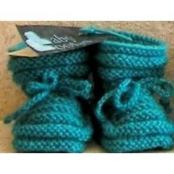 Baby Booties 0-3 m., turquoise, babyslofjes handgebreid