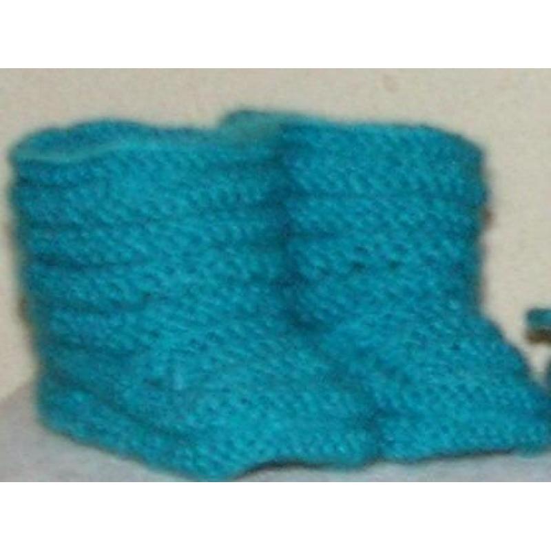 Baby Booties 0-3 m., turquoise, babyslofjes handgebreid