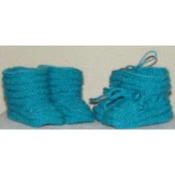 Baby Booties 0-3 m., turquoise, babyslofjes handgebreid