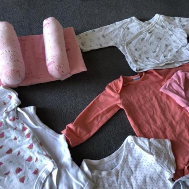 Baby meisje kleding pakket set maat 50/56 roze schoentjes